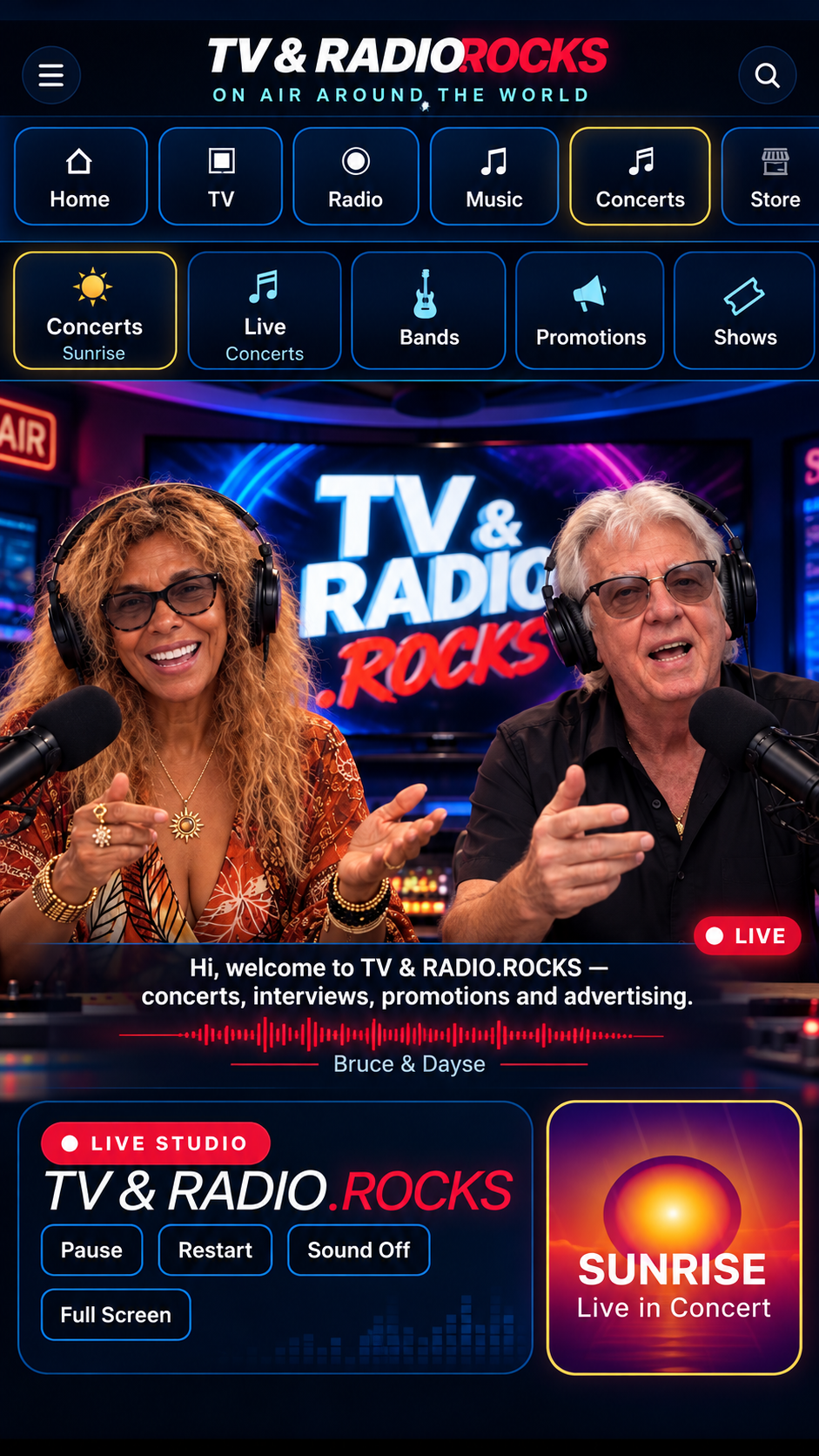 Dayse and Bruce at the TV and Radio studio