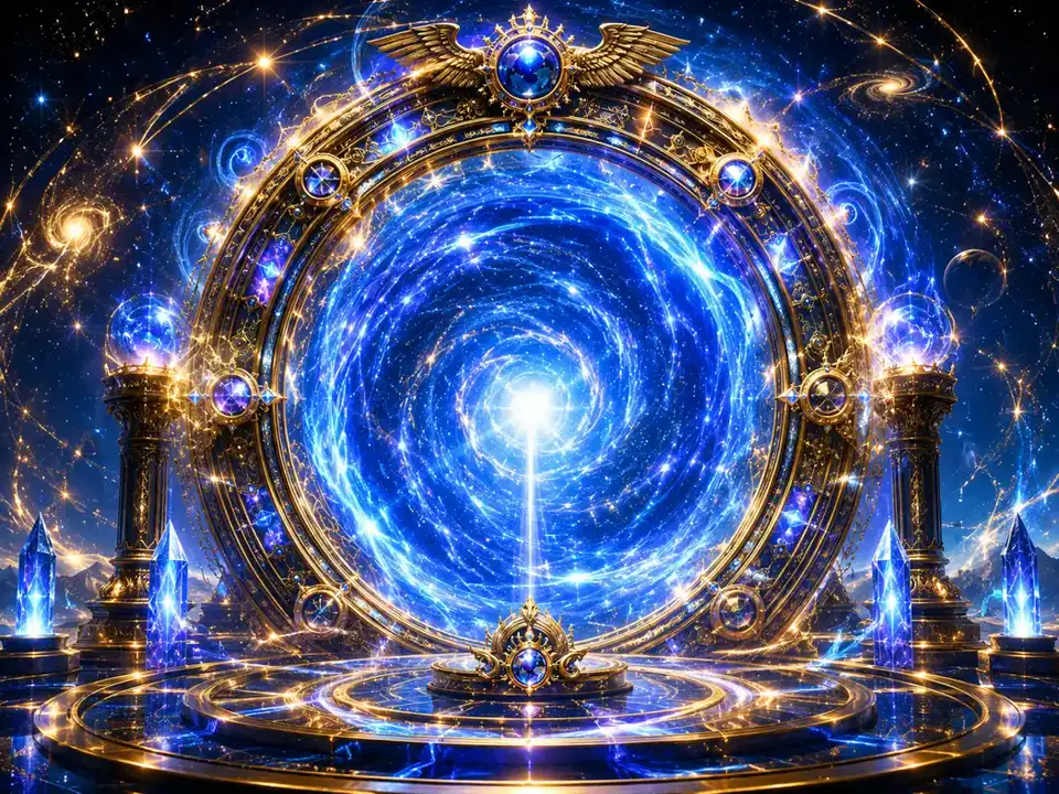Stargate Energy — glowing blue and gold Eternity portal